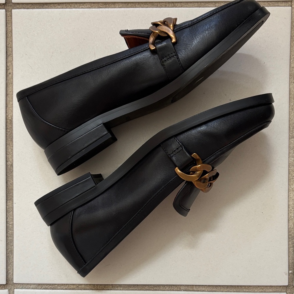 Vionic Women’s Black Loafers with Bronze Chain - Picture 2 of 3